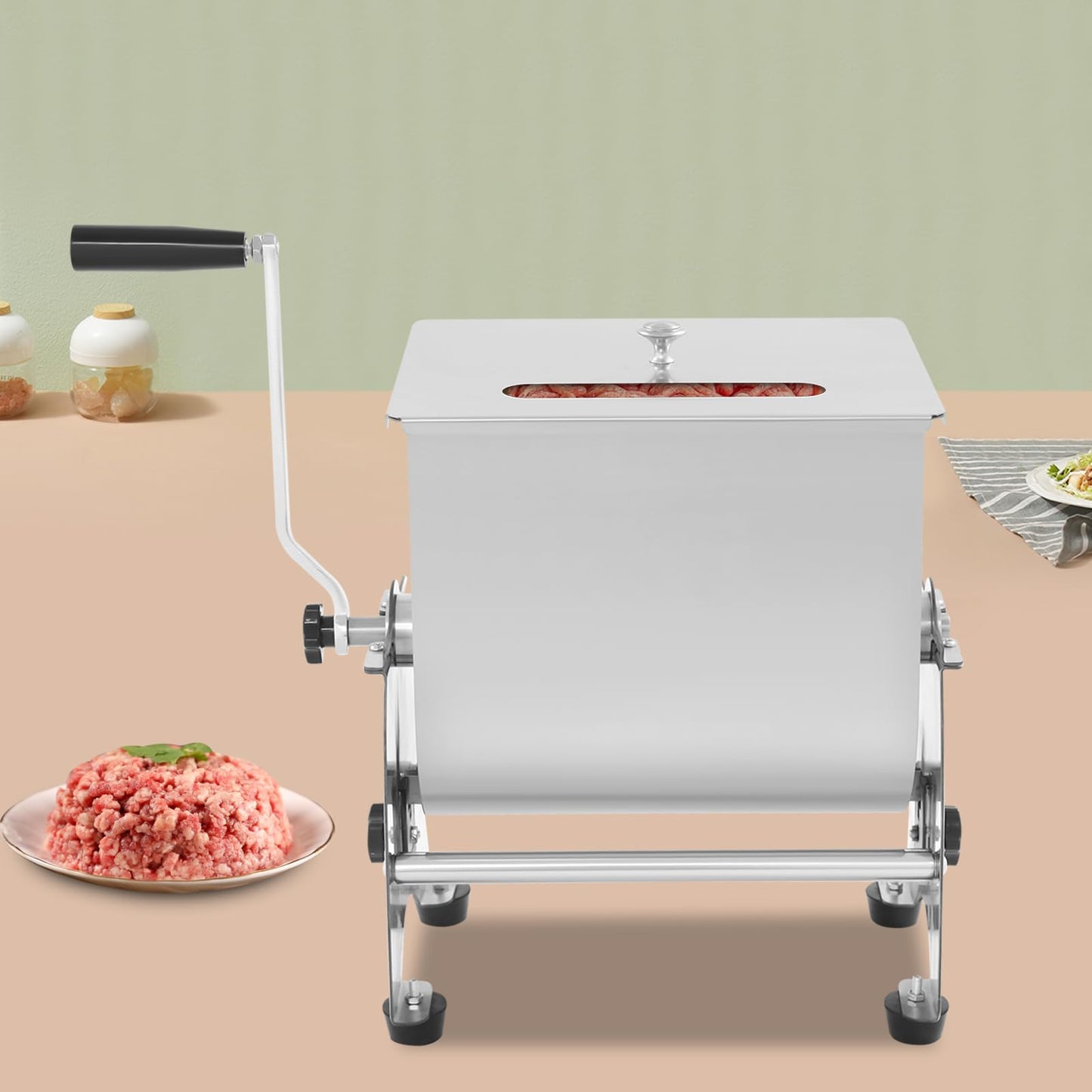 Manual Meat Mixing Machine, Meat Mixer 22lb Capacity, Commercial Tilting Mixer, Large Tub, Removable Paddle, Sausage Mixing Machine, for Home Kitchen, Butcher, Restaurant