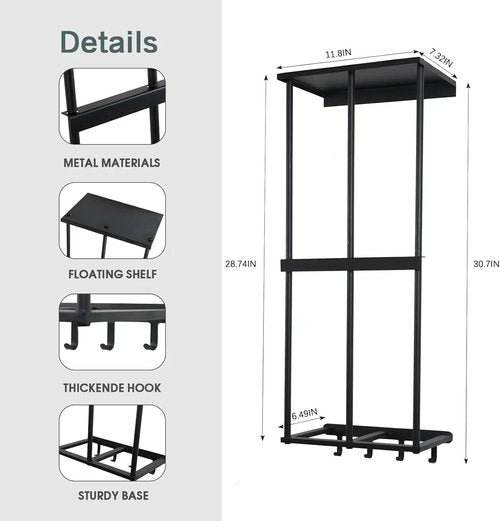 Camping Chair Rack - Wall-Mounted Metal Organizer with 4 Hooks for Garage Storage & Beach Chairs