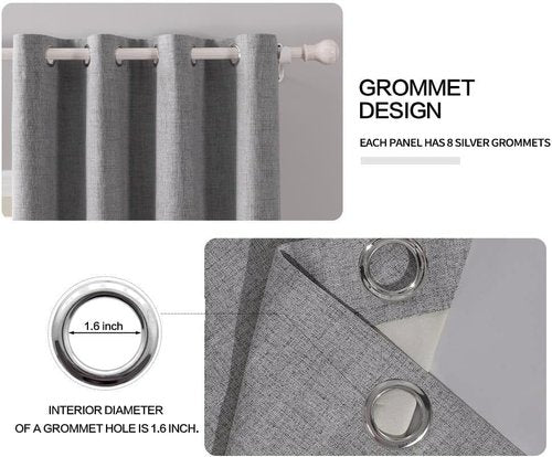 MIULEE Blackout Curtains - 100% Thermal Insulated Linen Texture | Grey Room Darkening Drapes 52x108 Inch (2 Panels)