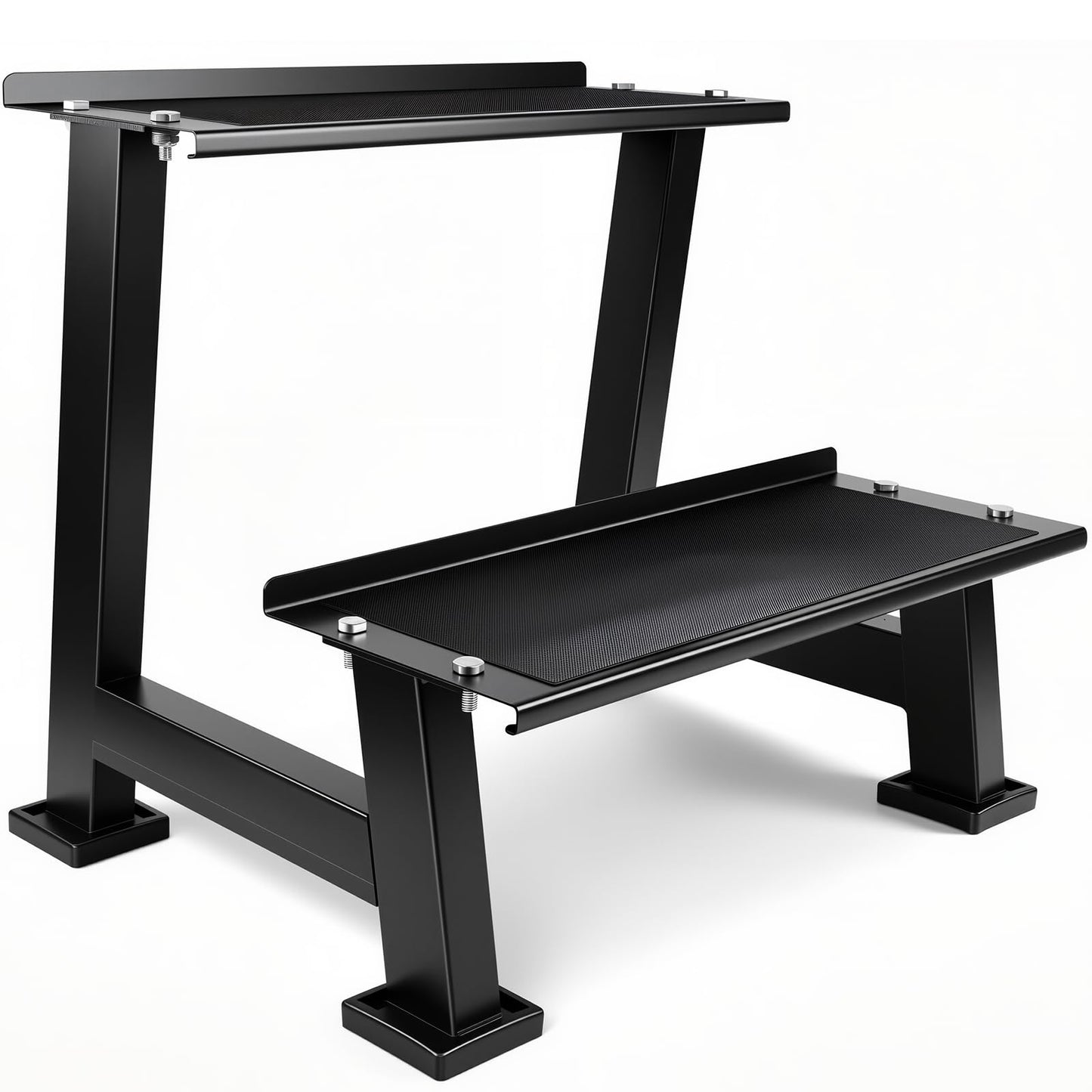 AUXHDK Kettlebell Storage Rack with Anti-Slip Pads, 2-Tier Weight Racks, Kettlebell Stand, Dumbbell and Kettlebell Rack for Home Gym Use