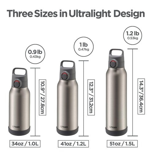 MTA-H150WH Tiger Vacuum Insulated Stainless Steel Bottle, 50 oz (1.5 L), Handle Included, Easy to Open with One Handle, One-Touch, Sports Drink, Large Capacity, Direct Drinking
