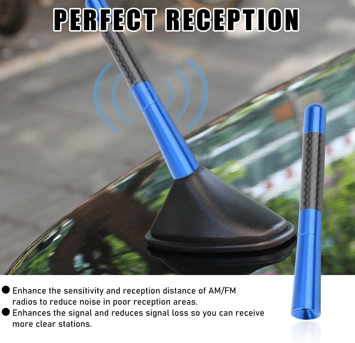 Yourkar 4.72 Inch Car Short Antenna, Aluminum Auto Roof Mount Short Antenna, Radio Antenna Mast Replacement with Screws