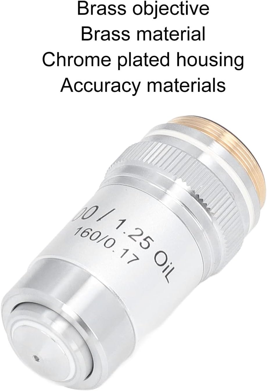 FTVOGUE 100X A100X 1.25 Achromatic Objective Lens, Brass Microscope Objective, High Magnification Numerical Aperture