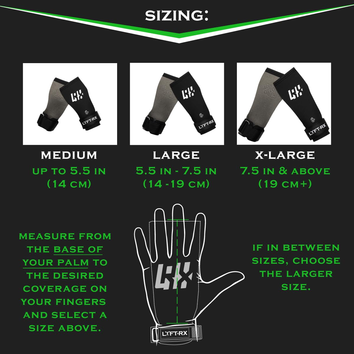LYFT-RX Valiant Grips, Rubber Coated, No-Hole Fingerless Hand/Palm Grips w/Heavy-Duty Wrist Strap, Non-Slip, No Chalk Needed, for Weightlifting, Gym, Cross Fitness, Pull-Ups, Gymnastics, Size X-Large