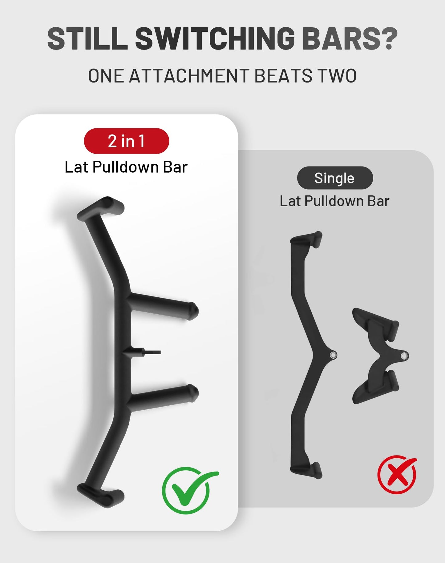 Mikolo 2-in-1 Lat Pulldown Bar, Narrow and Wide Grip Lat Pull Down Attachments for Home Gym,Neutral Grip Cable Machine Attachments for Back and Upper Body Training