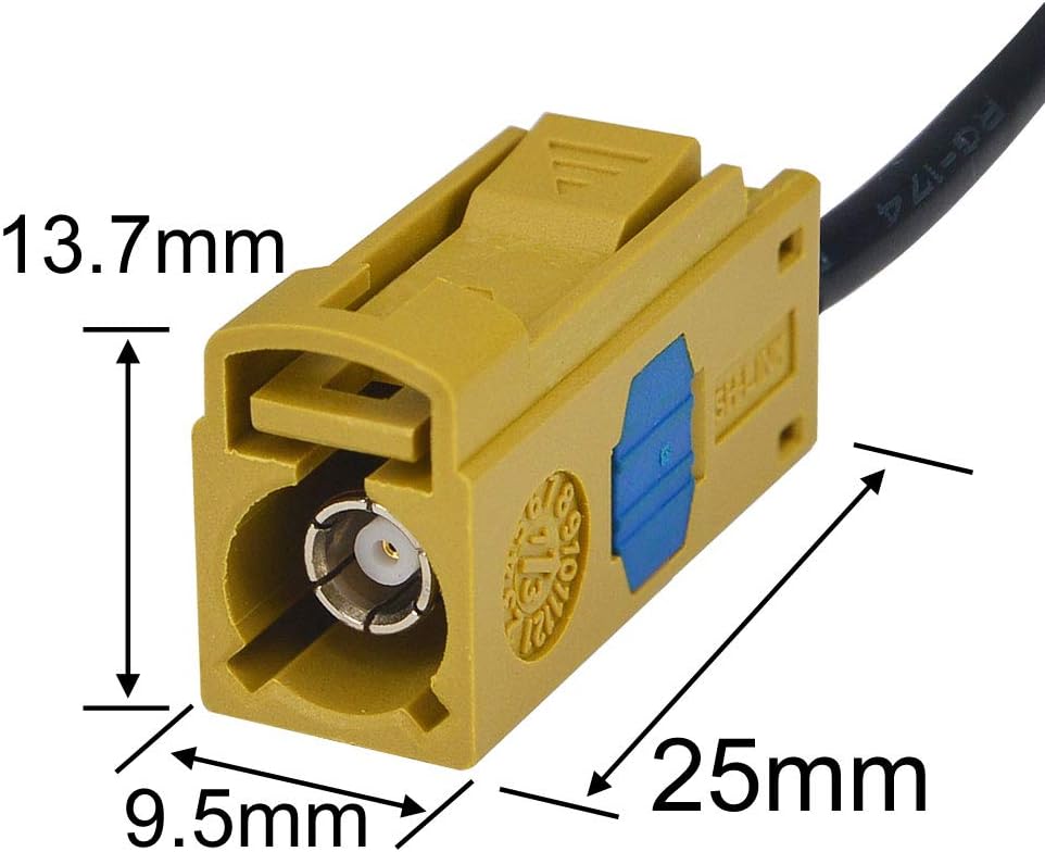 RG58 LMR195 5PCS GPS telematics or Navigation RF Coax Connector Fakra K Straight Crimp Jack Female Yellow Adapter