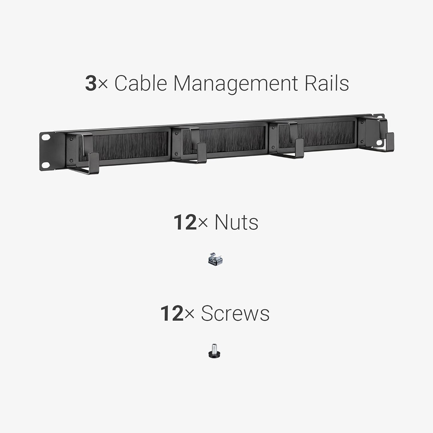 kwmobile 1U 19" (Pack 3) Server Rack Cable Management Brackets of - Steel Cable Organizers for Fiber Optic, Network