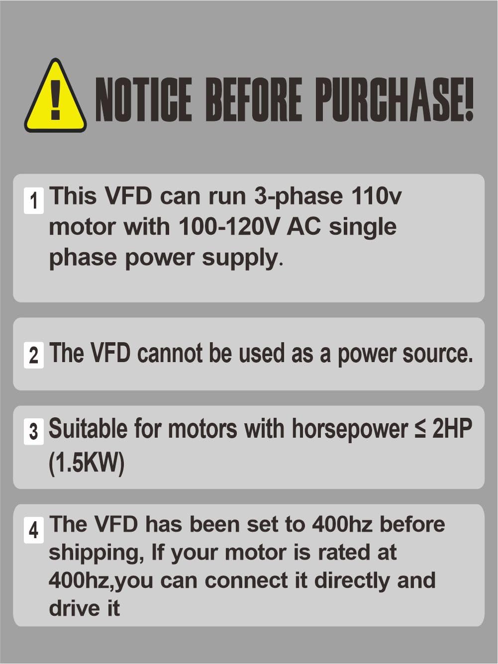 HY HUANYANG VFD Converter,Variable Frequency Drive,110V 1 Phase to 110v 3 Phase, for 3 Phase Motor/Spindle 0-400hz Speed Rotation (HY Series-110v 1.5kW 2HP Model)