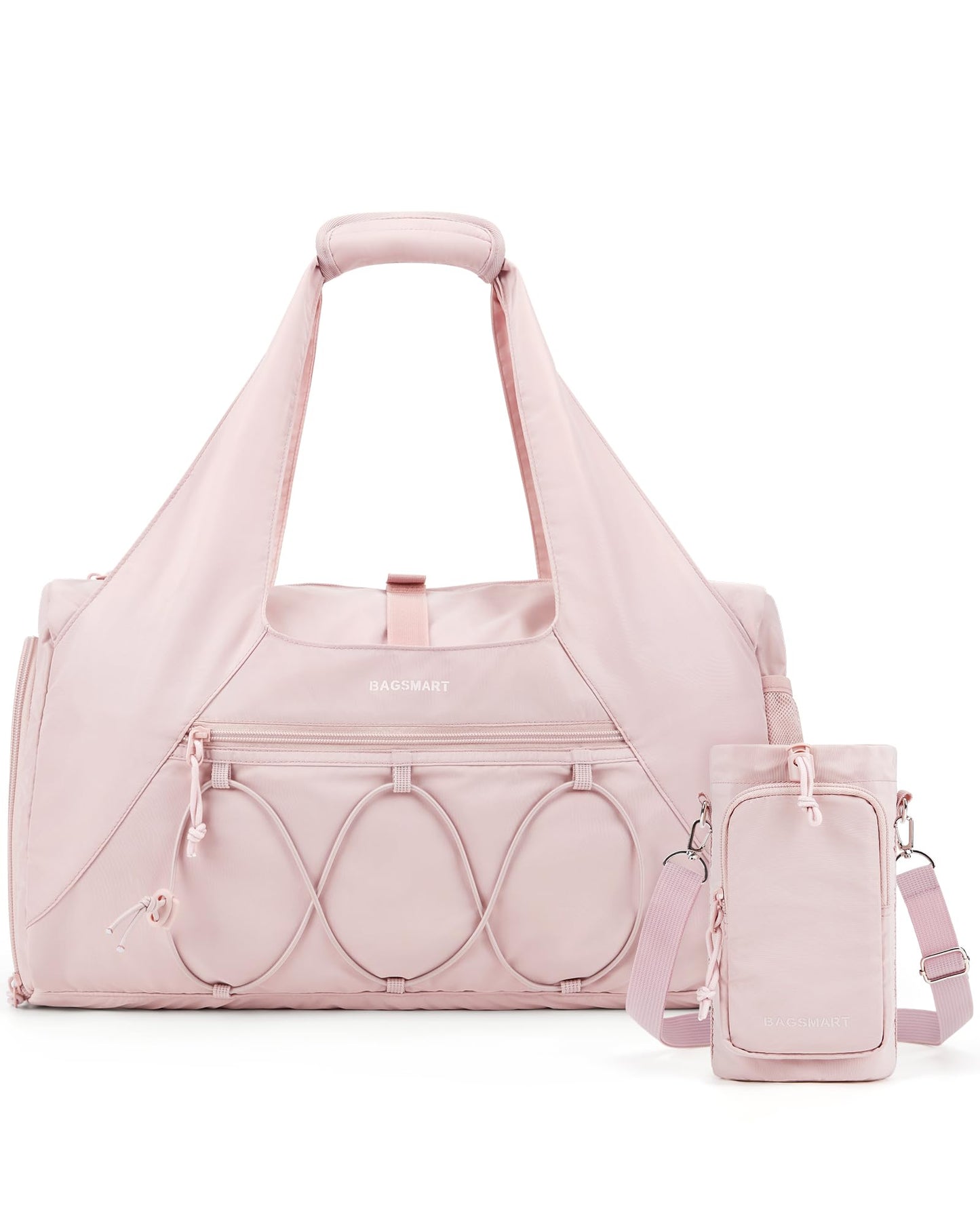 BAGSMART Gym Bag for Women, Lightweight Duffel with Shoe Compartment, Tote Bag with Wet Pocket for Yoga Travel, Pink