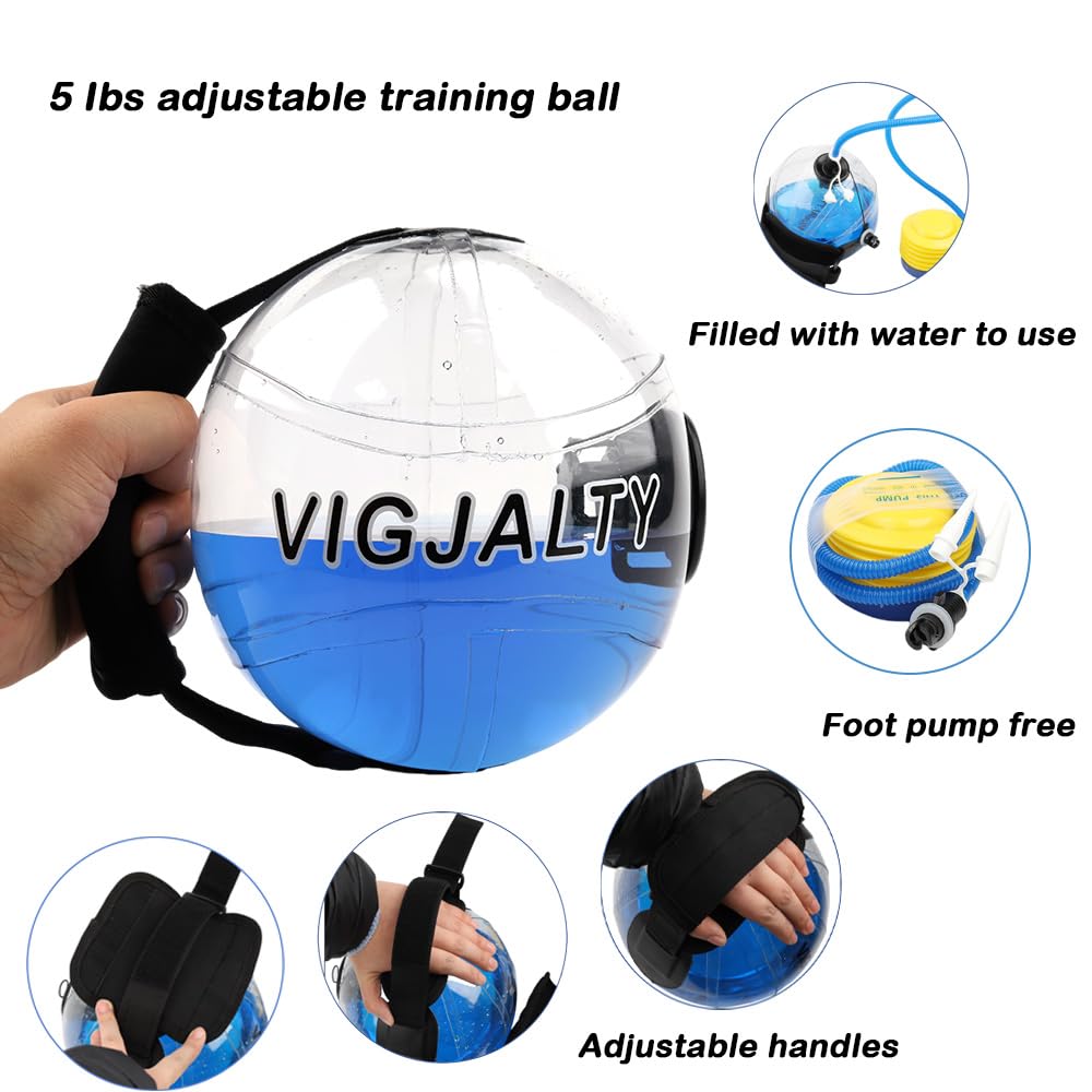 6.5" Aqua Ball Water Weight Bag - Adjustable Water Filled Fitness Bag, Sandbag Alternative for Home Gym, Core Balance Trainer, Portable Exercise Equipment for Arm Shoulder Full Body Workout (5Ibs)