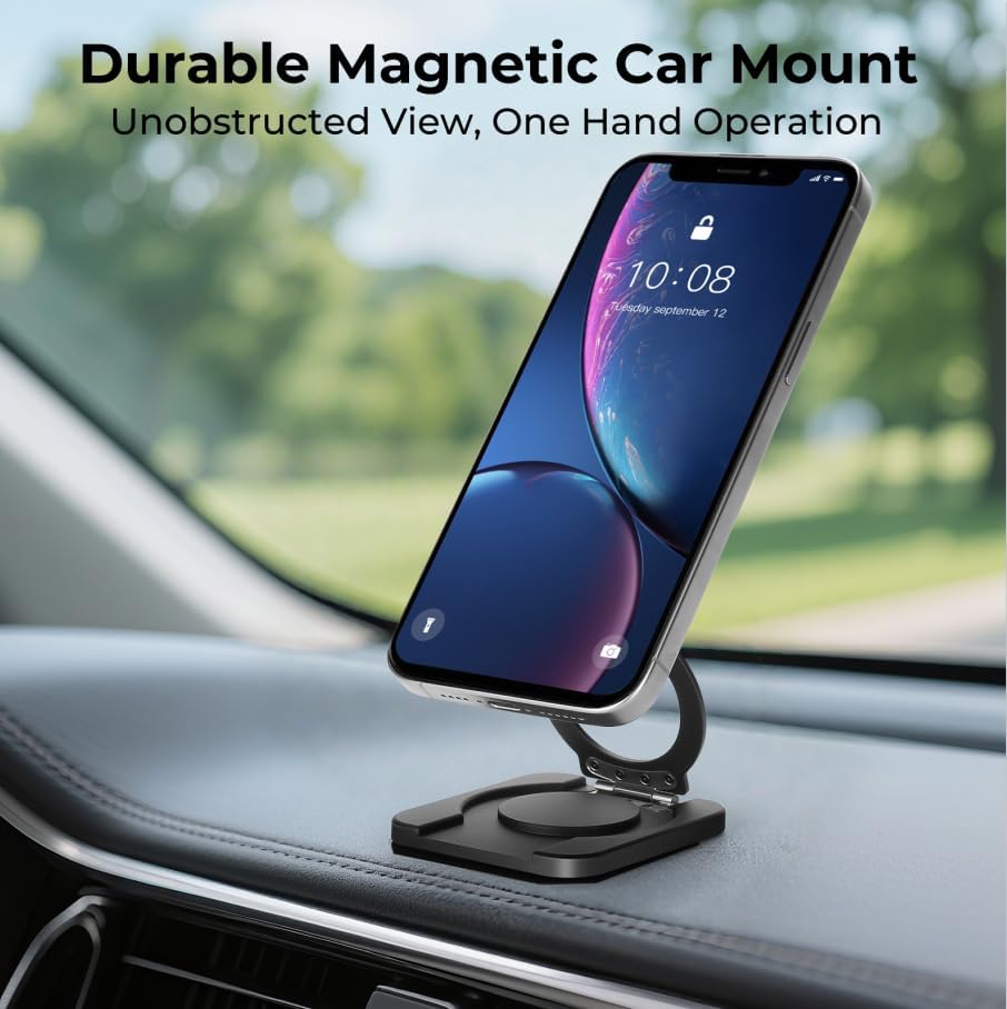 Aerbeis 17/16/15/14/13/12 Square Magnetic Phone Holder Stand for MagSafe iPhone Series, Foldable Phone Adapter Stand
