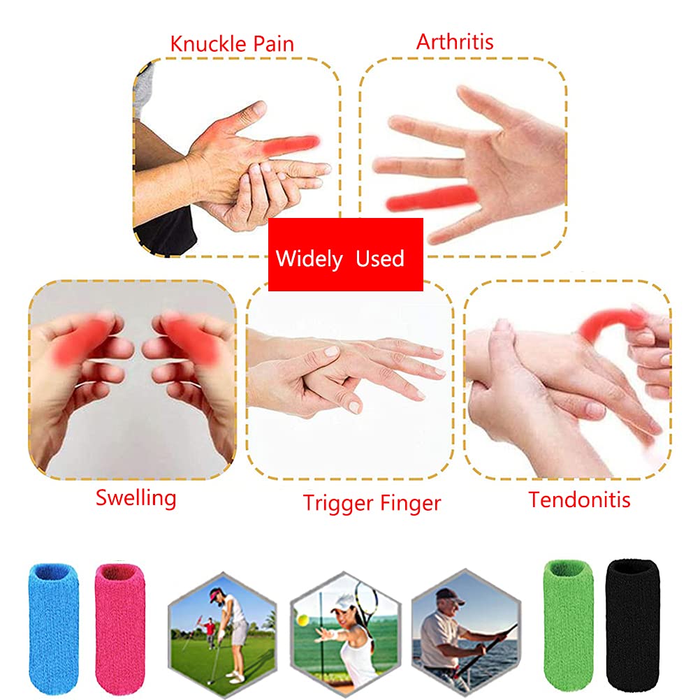 ELANE 40 PCS Finger Splint Finger Holster Thumb Brace Support Elastic Sleeves for Finger Support ,Knuckle,for gaming,sports,basketball,black,green,skyblue,rosered