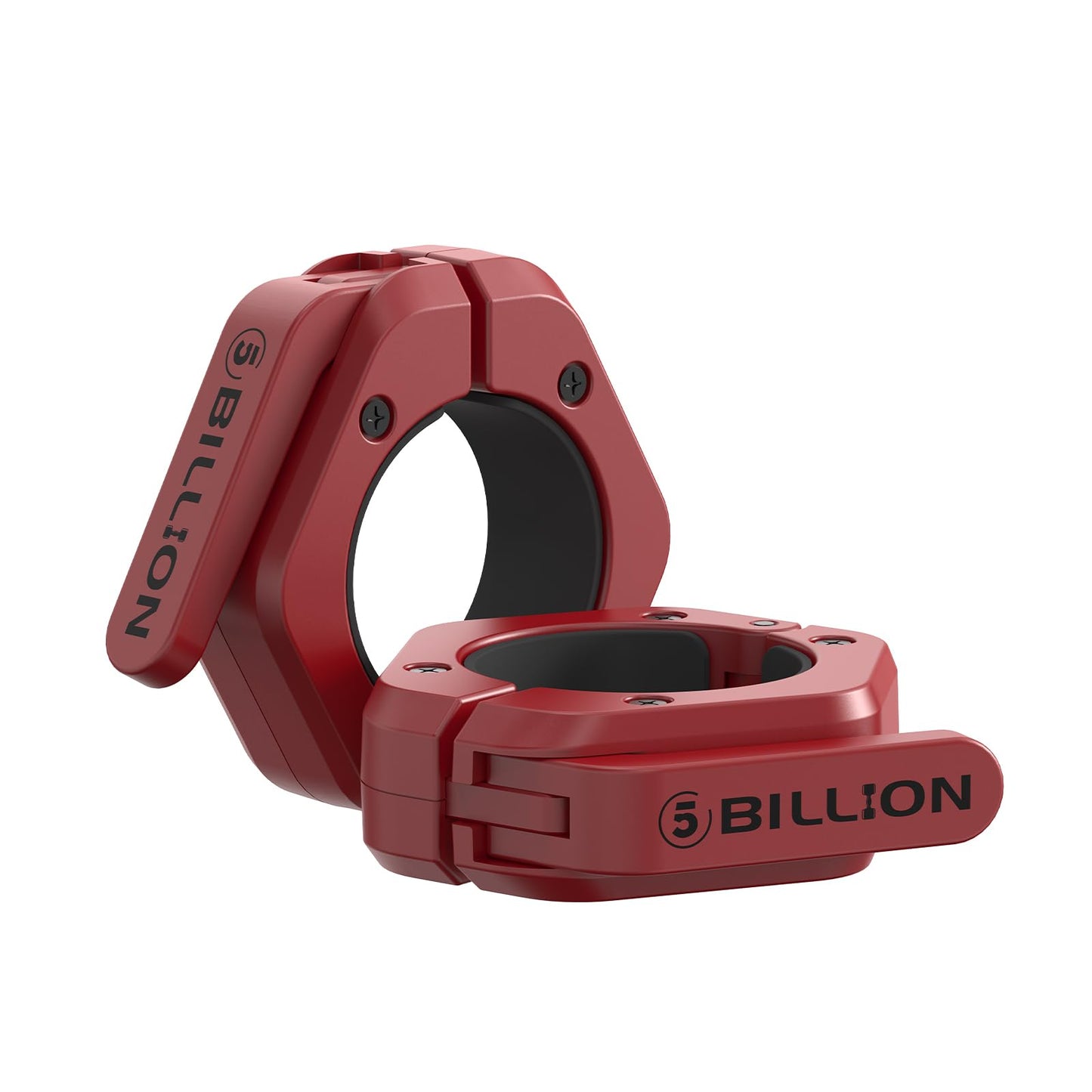 Olympic Barbell Clamps 2 inch Barbell Clips (Pair) Barbell Collars for Secure Weightlifting Quick Release Weight Clips for Bars with Anti-Slip TPR Lining at Home or Gym Clips (Red)