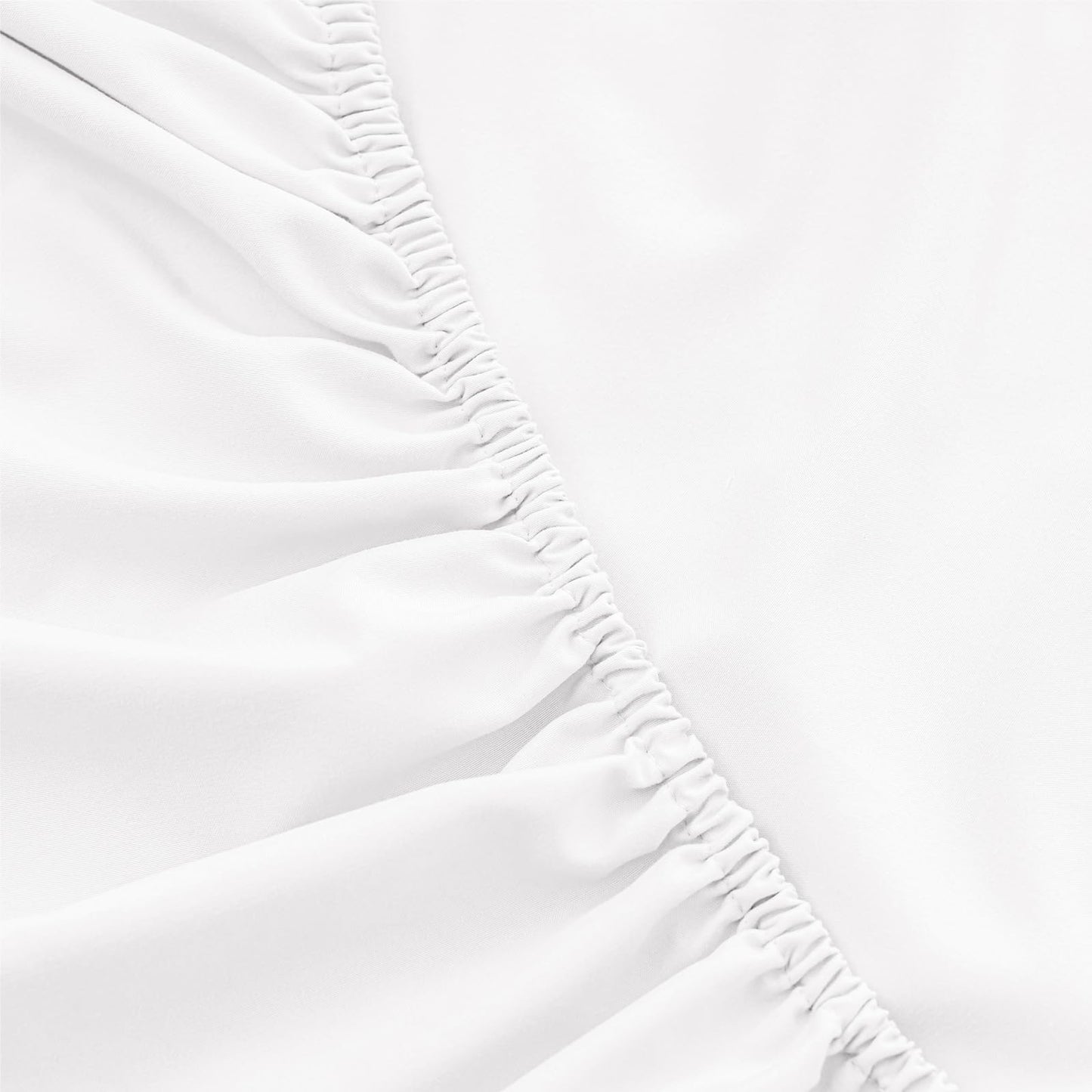 USXIBEI Queen Size 4 Piece Sheet Set - Hotel Luxury Bedding for Queen Size Bed - Soft and Breathable Bed Sheets Set - Deep Pocket Sheets,Wrinkle & Fade Resistant(Queen, White)