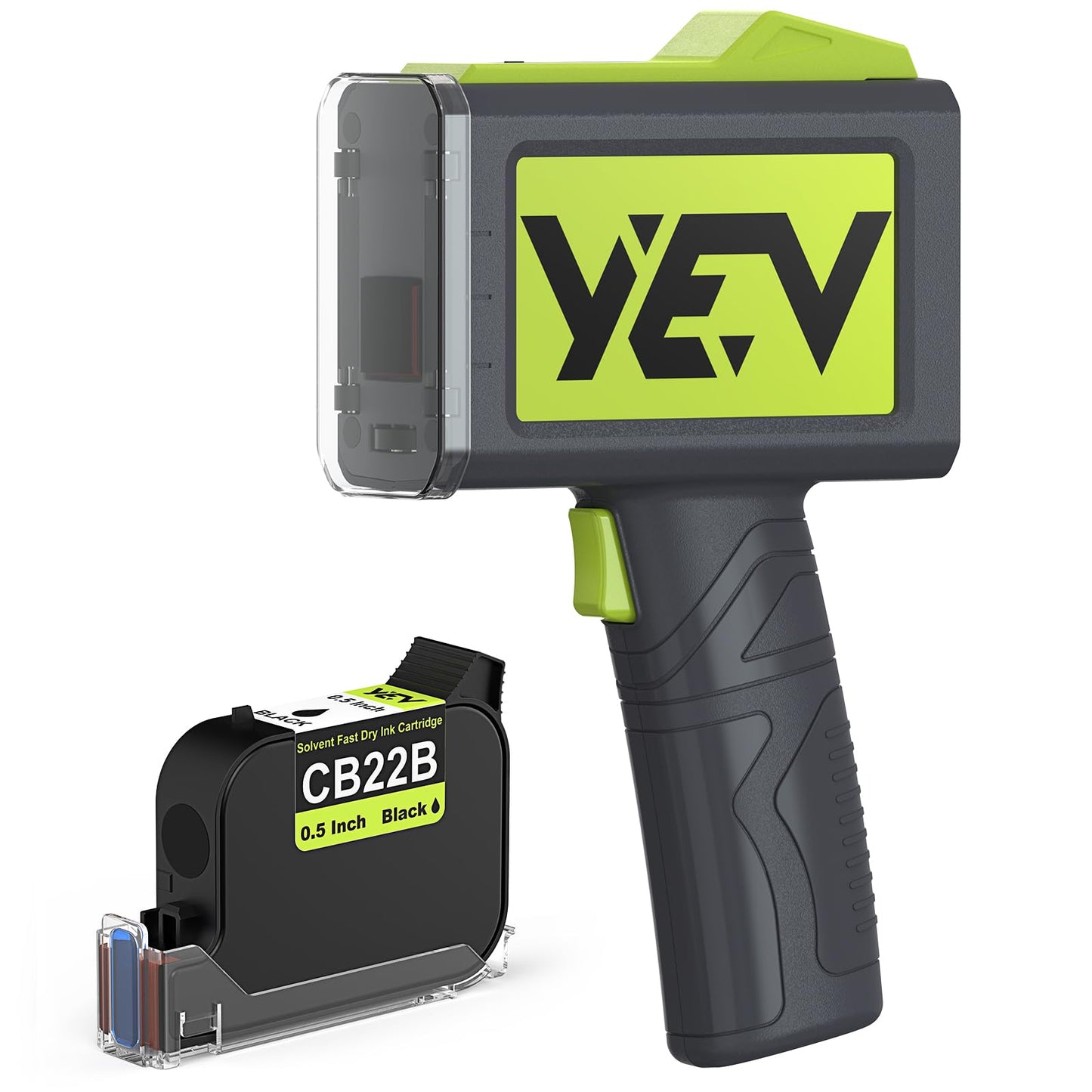 YEV Handheld Inkiet Printer V127 Newly Enhanced 16-Hour Continuous Printing 5 Wheel Support for Printing Batch Numbers, Logos, Serial Numbers, Barcodes, and QR Codes on Diverse Materials (Green)
