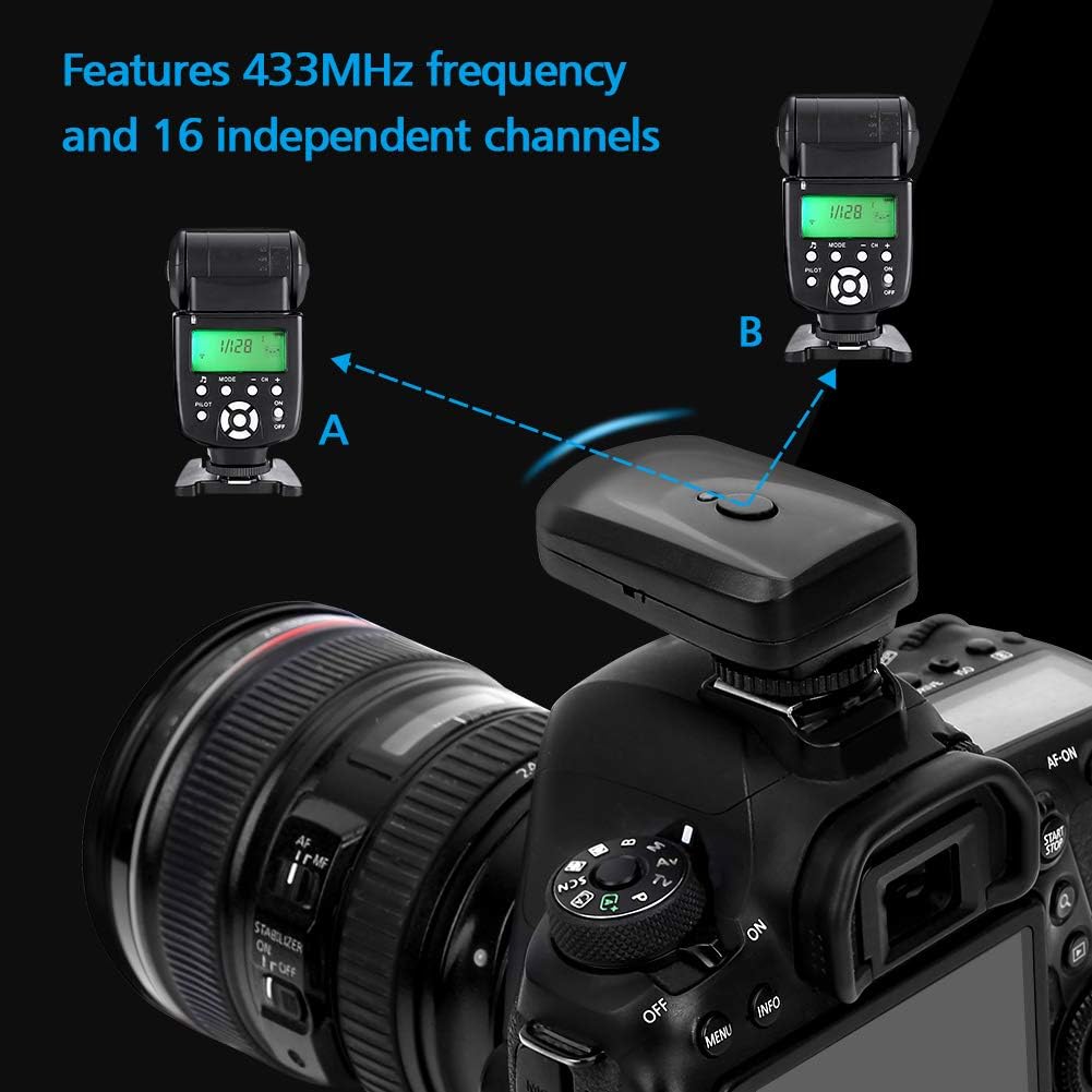 16 Set, 433MHZ 1 2 1 Shutter Release Transceiver Kit with Transmitter Receivers Sync Wire Cable for/for/for/