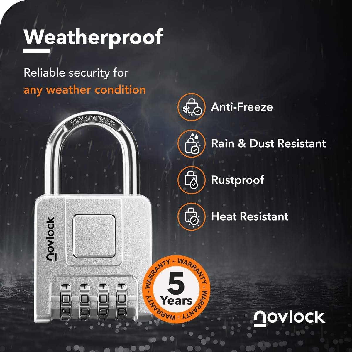 NOVLOCK Combination Locks for Outdoor & Indoor | Heavy Duty, Weatherproof, 4-Digit Security | Padlock for Lockers, Gates, Fences, Sheds, Storage | 2-Pack, Silver