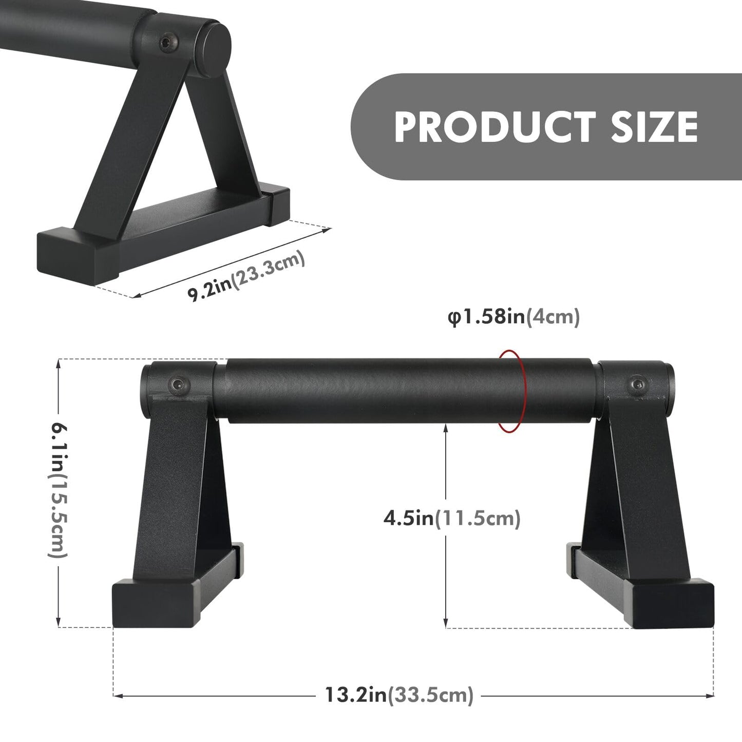 Wood push up bars Parallettes bars Anti-slip Handstand Bars for Calisthenics, Fitness, Floor workouts Solid Wood with Sturdy Metal Bracket, Support 500 lbs