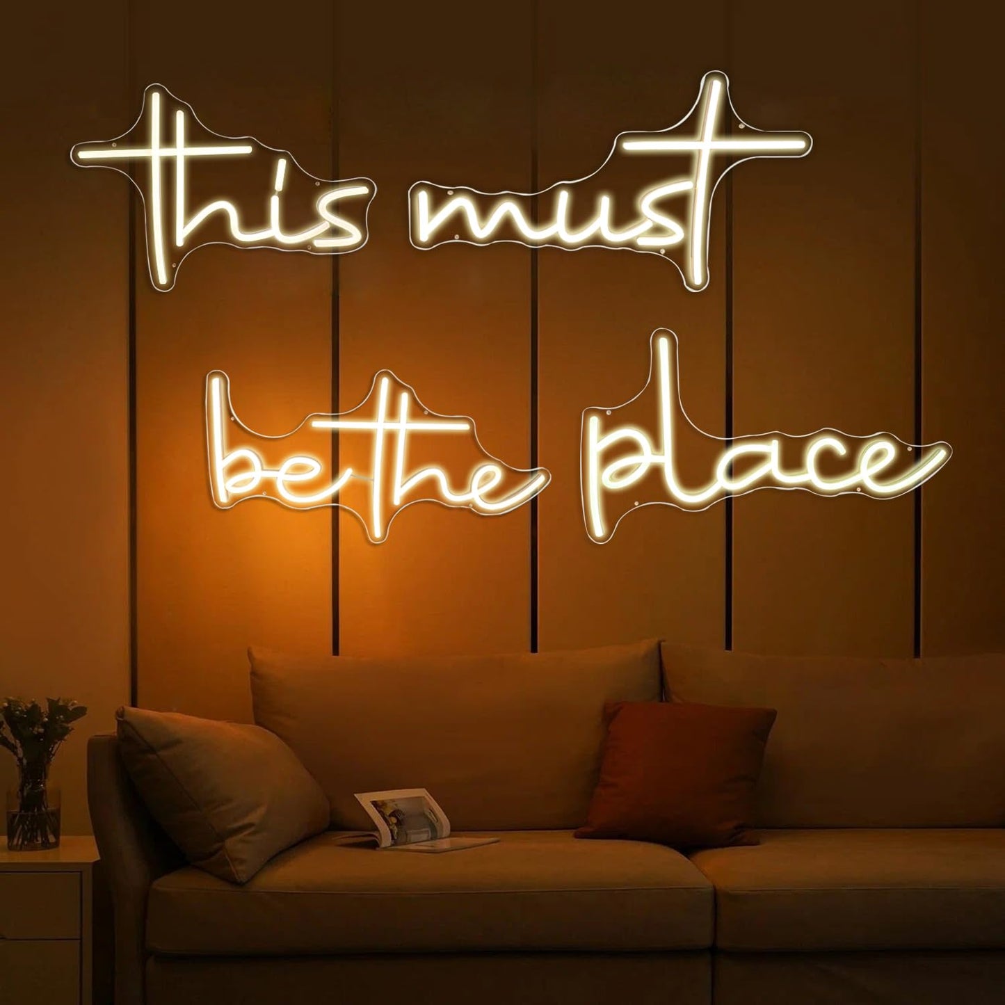 Sunchayi This Must Be The Place Neon Sign 80.5" x 14.3" Light for Home Bedroom Cafe Bar Hanging Wall Decor Sign Anniversaries Wedding Birthday Backdrop （Super Large Style）