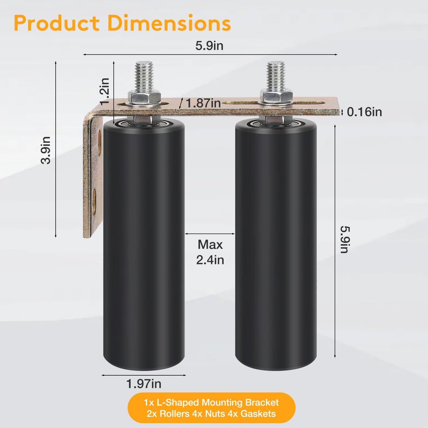 6" Gate Roller Guide with L-Bracket, Universal Adjustable Heavy Duty Sliding Gate Rollers,Sliding Gate Kit, Black Sliding Gate Guide Roller,Sliding Door Hardware