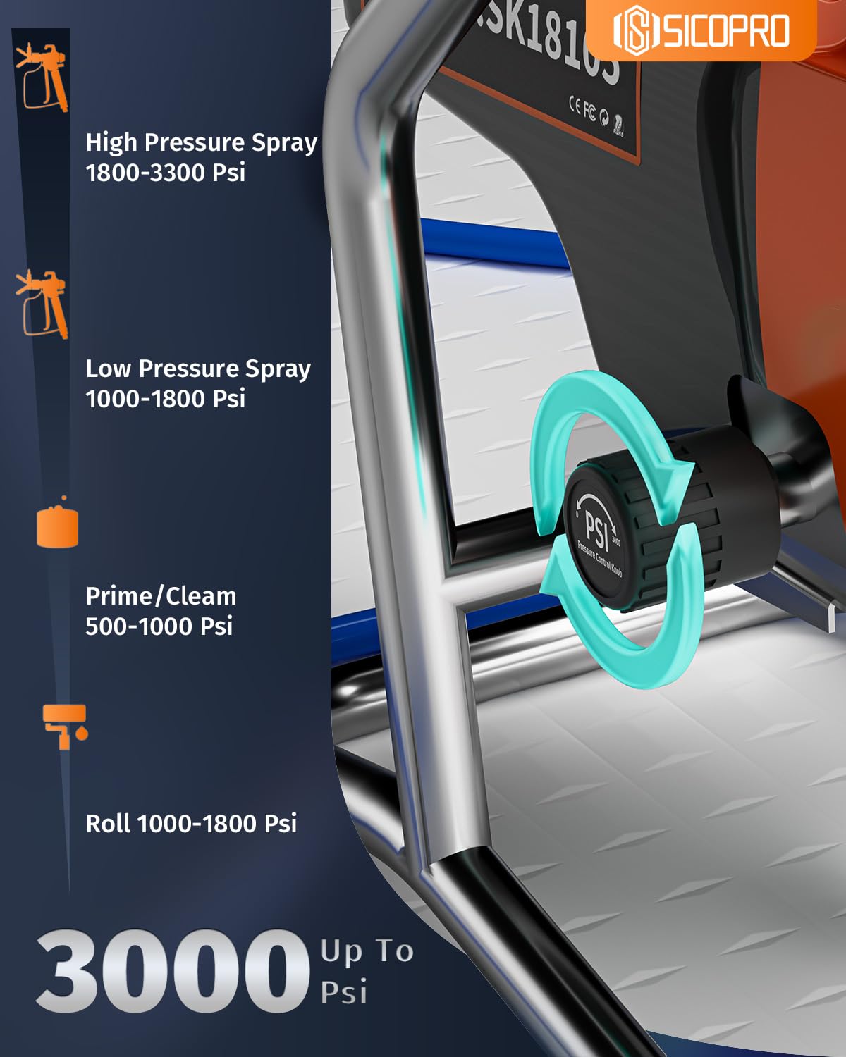 SICOPRO Airless Paint Sprayer, Paint Sprayer for House Painting, Power Paint & Hvlp Sprayers, Comes with Sprayer Accessories, for Home Interior & House Exterior DIY Painting Projects