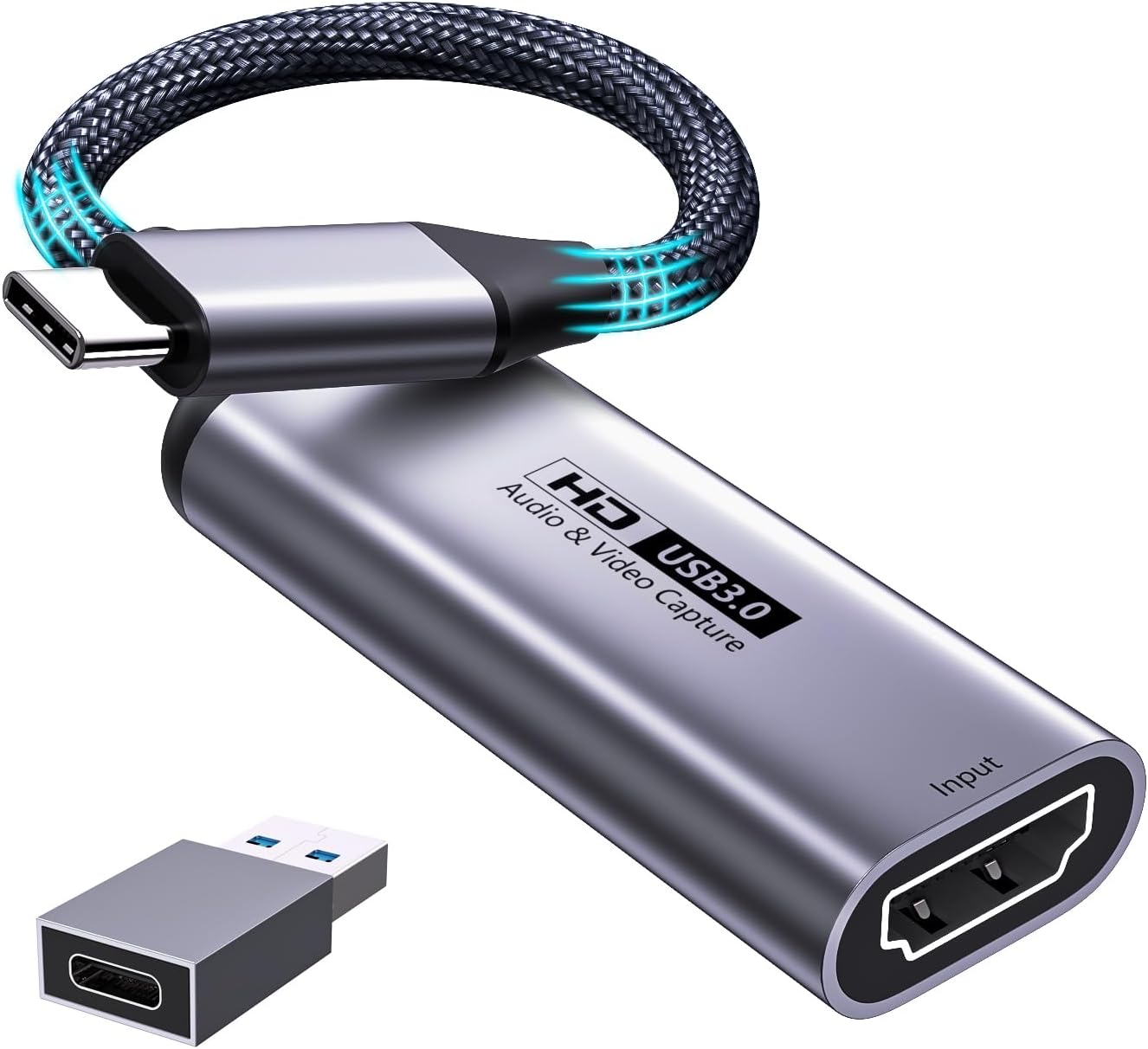 Fulfalic 4K 3.0 1080P 60fps Video Capture Card, HDMI to USB C Capture Card, HD Live and Record Video Audio Grabber