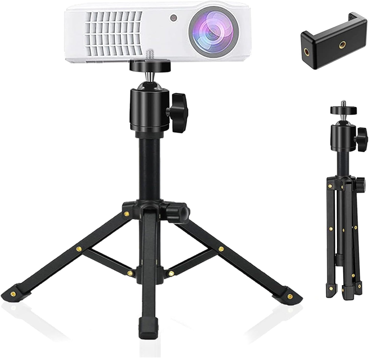4, 2 JCWINY Mini Projector Stand, All Metal Mini Tripod Desktop Tabletop Stand Compact Desk Tripod for Mini Projector