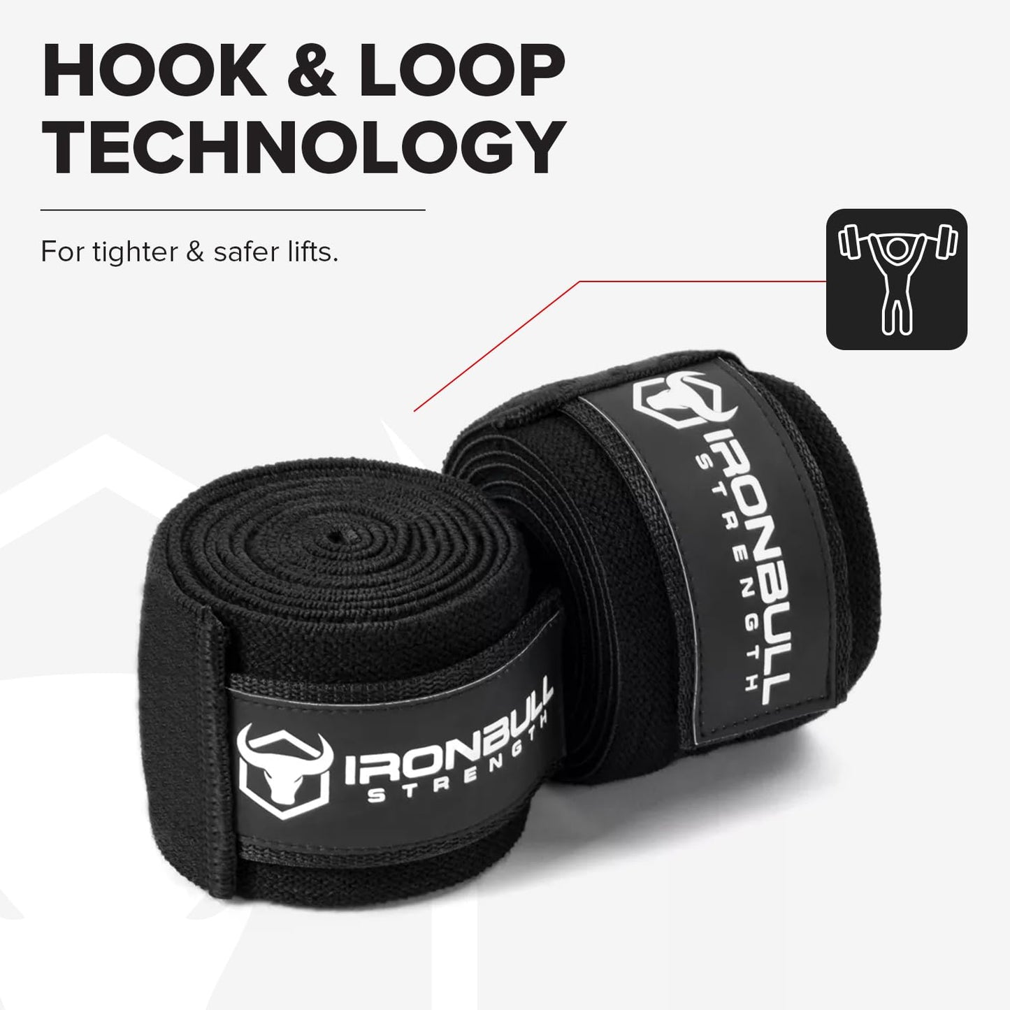 Knee Wraps for Weightlifting - 80" Elastic Knee Straps for Squats and Weight Lifting - Lifting Knee Wraps for Strength & Compression Wrap - Knee Support for Squatting, Powerlifting, Gym (Black)