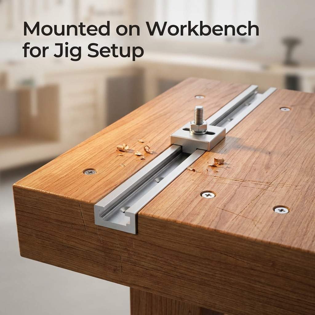QWORK 12" T-Track, 4 Pack Aluminum Double Track with Mounting Holes for Woodworking