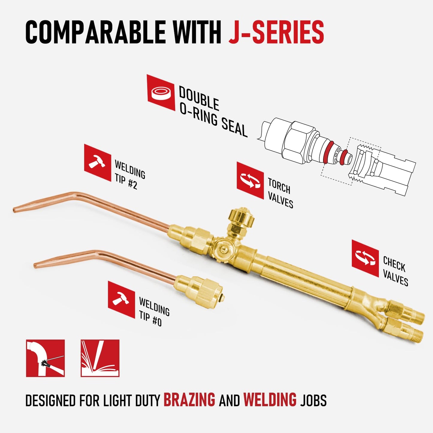 RX WELD Oxy-Fuel Welding and Cutting Torch Kit - Light Duty HVAC Brazing Set with Check Valves & Tote (Cylinders Not Included)
