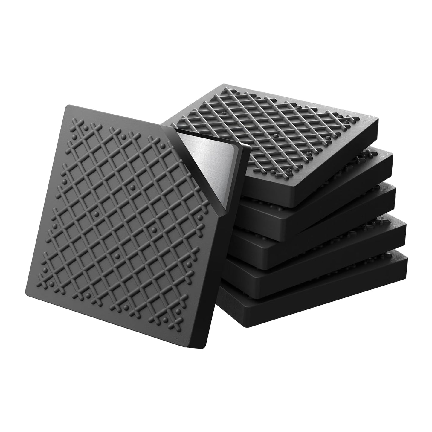 Exercise Equipment Mat 5.11x5.11x0.55in 6pcs, Heavy Duty Thick Steel Embedded Rubber Mat, Anti Slip/Noise Reduction/Vibration Resistance, Treadmills Equipment Pads, Used for Carpets, Wooden Floors