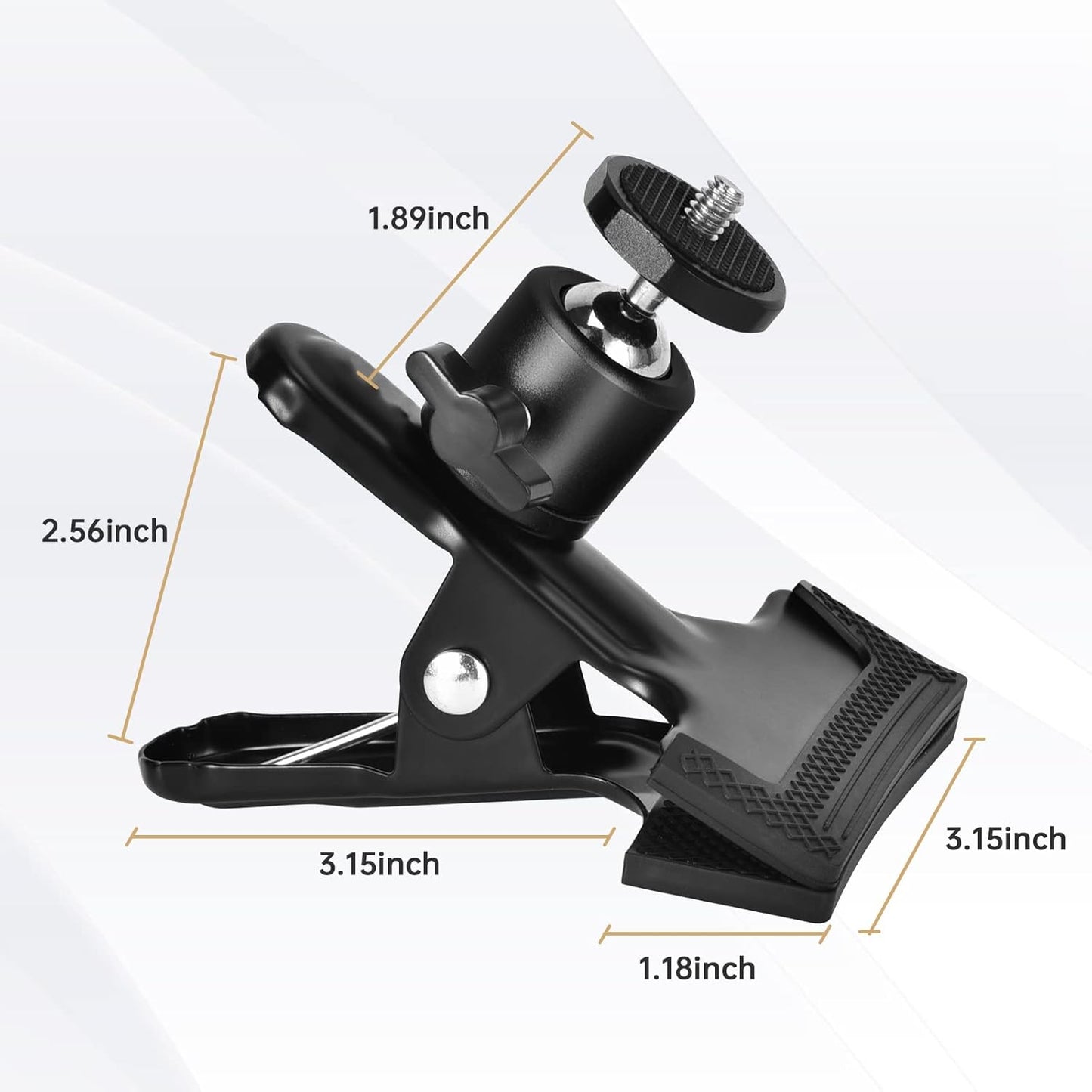 UTEBIT 360 Heavy Duty Tripod Camera Mount Clip with Swivel Mini Ballhead, Black Spring Clamp for DSLR Video Photoshoot