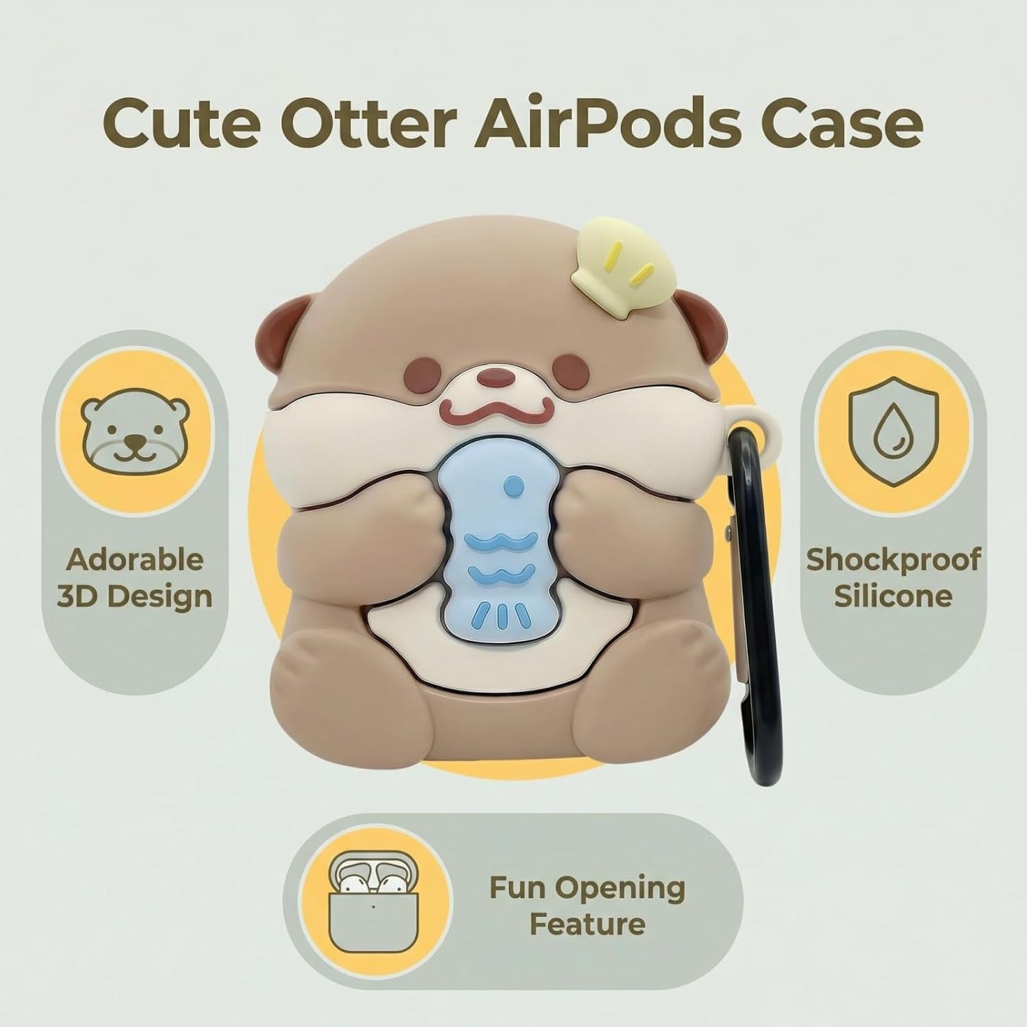 Xinbalove 4, 4th 2024, 4 Cute Kawaii Case for AirPods Case Cover Compatible with AirPod Generation Funny Otter