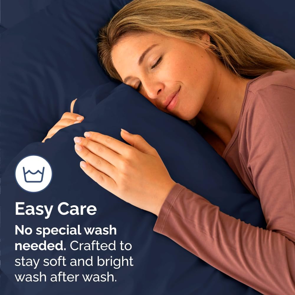 Skiennix Body Pillowcases Set of 4 | Soft 20x54 Long Pillow Covers for Side Sleepers - Navy Blue, Machine Washable