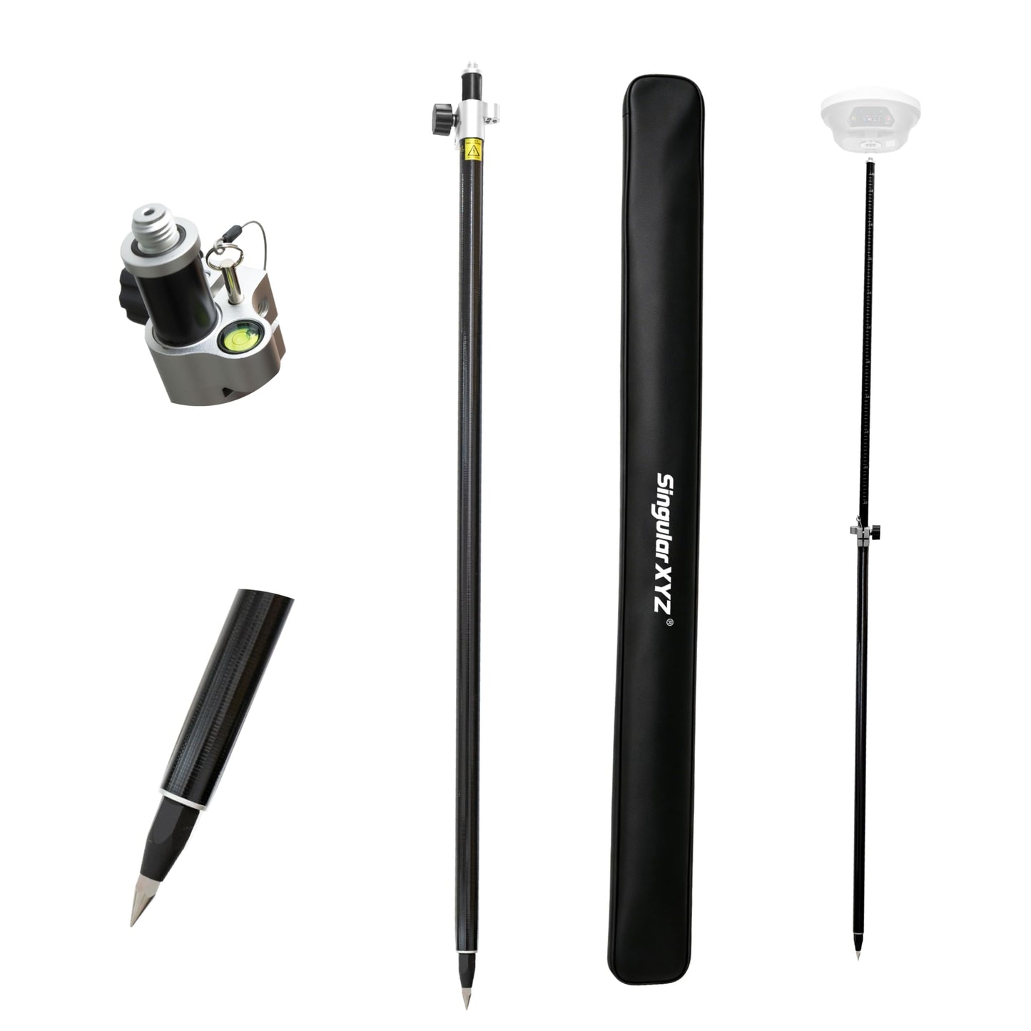 2.2 m / 7.22 ft Self-Locking Fiberglass GPS Survey Pole, GNSS Rover Rod Compatible with Trimble, 5/8″ Thread, 125–220 cm Adjustable, Twist-Lock, Lightweight Oxford Carry Bag for RTK Land Surveying