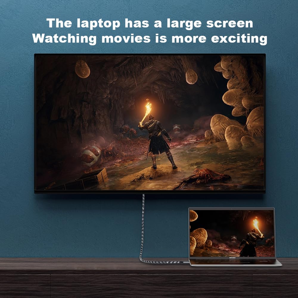 2.1 3.3FT, 8K@60Hz 4K@144Hz 3/4 15, 2.3 HDR10, 48Gbps S22, USB C to HDMI Cable Thunderbolt Compatible with MacBook