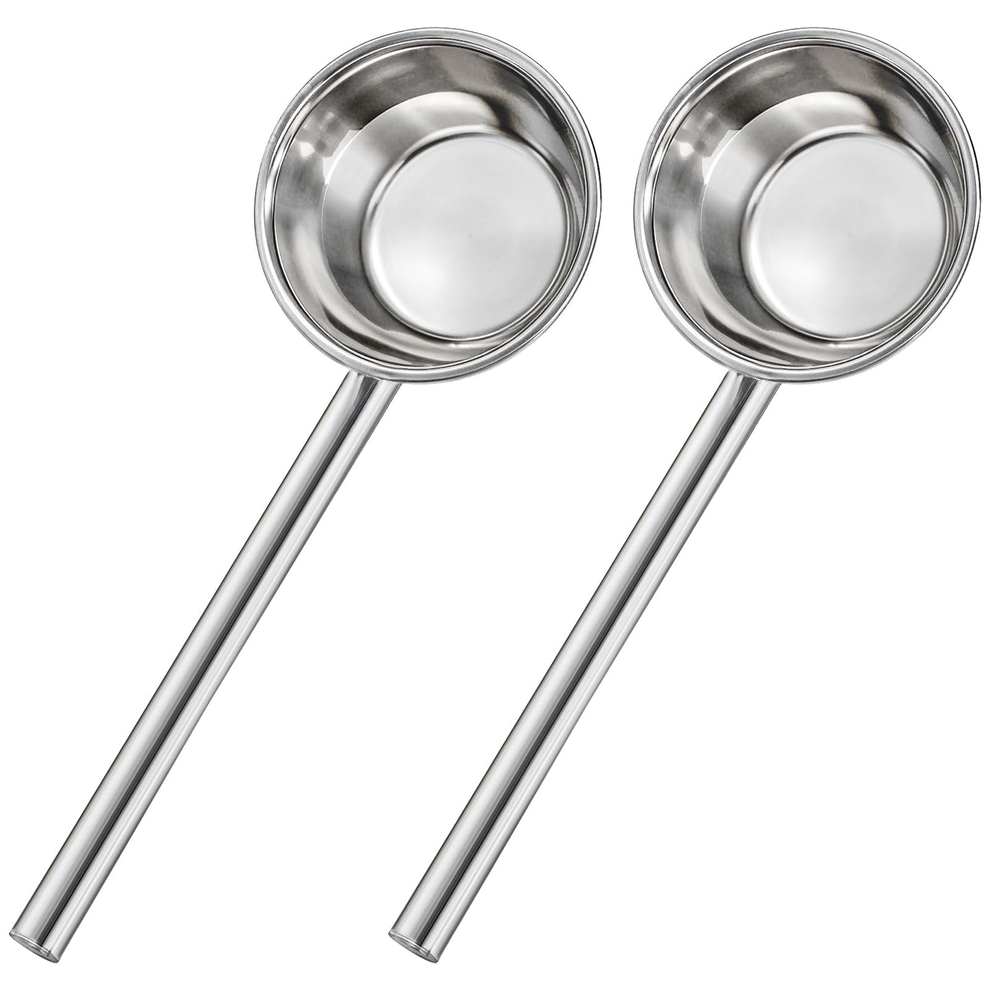 ZEAYEA 2 Pack Stainless Steel Water Ladle, 13.5" Metal Long Handle Water Dipper for Bath Rinse, Hair Washing Spoon Garden Watering Scoop for Bathroom Kitchen