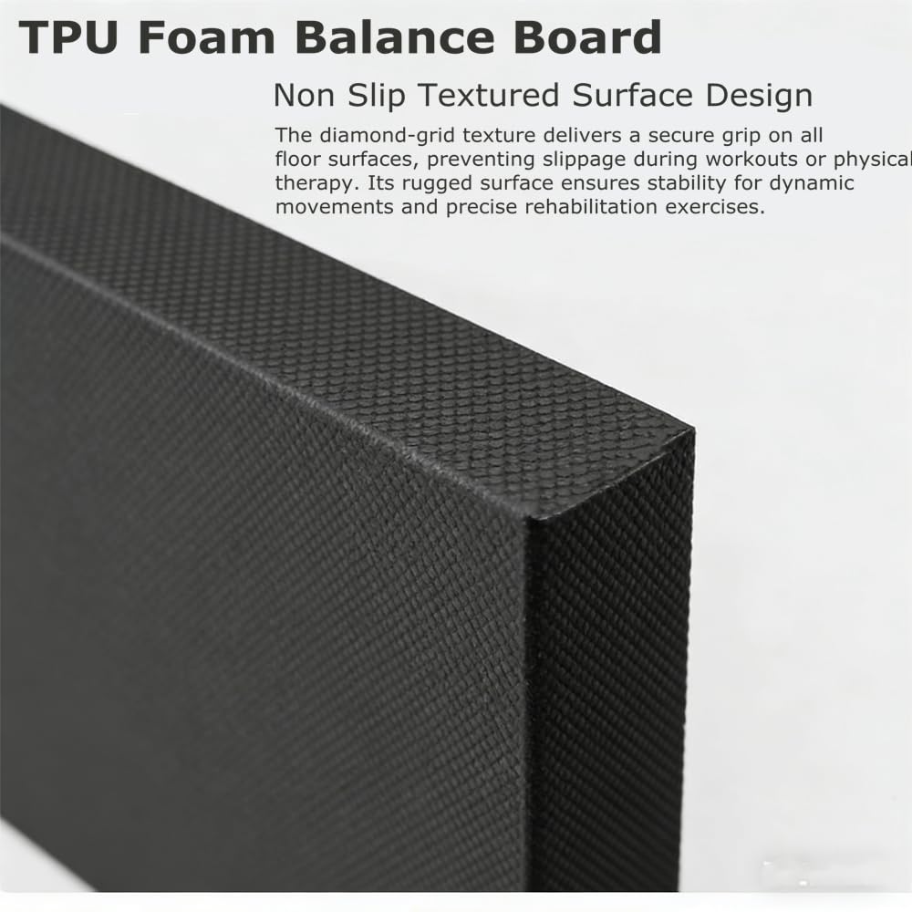 Kvittra Premium Extra Thick High-Density TPE Balance Pad - Non-Slip Exercise Mat for Stability Training, Yoga, Pilates, Physical Therapy & Home Office Comfort (Black, 19.69 * 15.7 * 2.36)