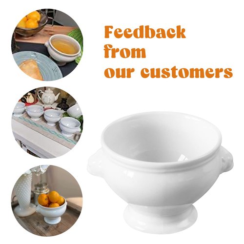 Cinf Ceramic 16 oz Set of 4 Lion Head Porcelain Soup Bowls White Christmas Gifts Microwave Safe Soup and Fruit Home Kitchen