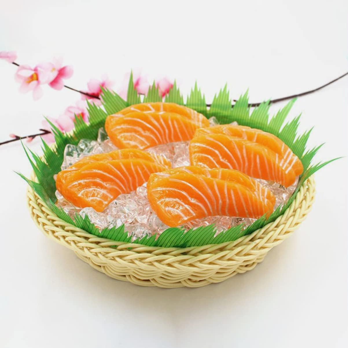 2pcs BESPORTBLE Fake Salmon Slice Models for Kitchen Decor and Photography Props Realistic Plastic Sashimi Food Models