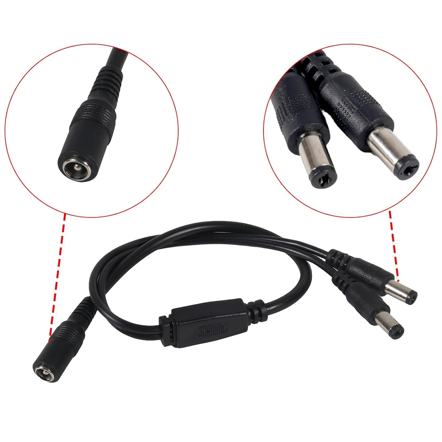 ATNSINC 10Pairs 12v 2.1mm 5.5mm DC Power Cable Male Female Connectors x DC Pigtail Adapter for CCTV Security