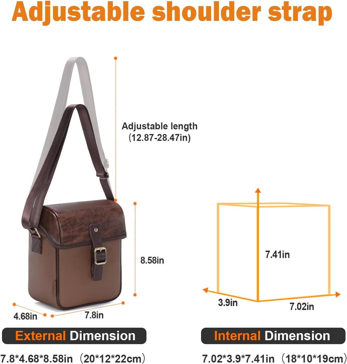 Cwatcun Camera Sling Bag PU Leather for PhotographersSmall Camera Bag Water-resistant Shockproof Case with Removable