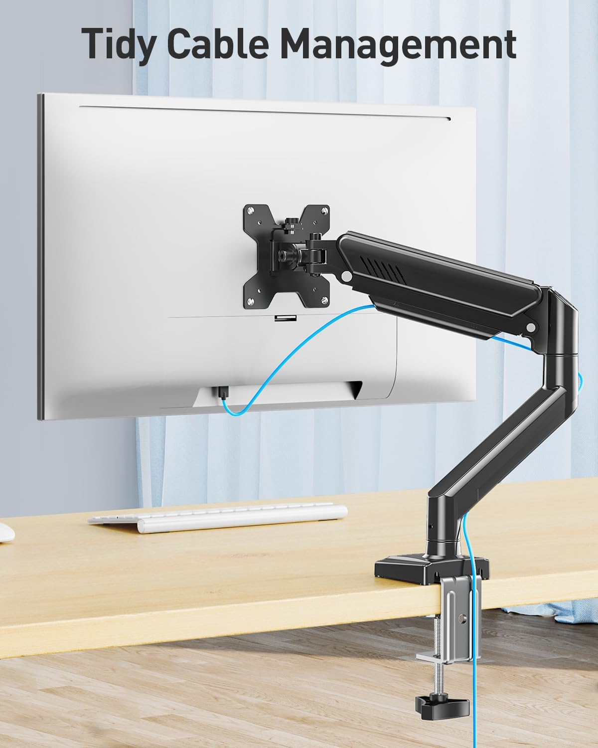 MOUNT PRO 13 32 inch 4.4 22lbs Clamp/Grommet 75/100mm Single Monitor Arm Desk Mount Fits to Computer Screens, Holds
