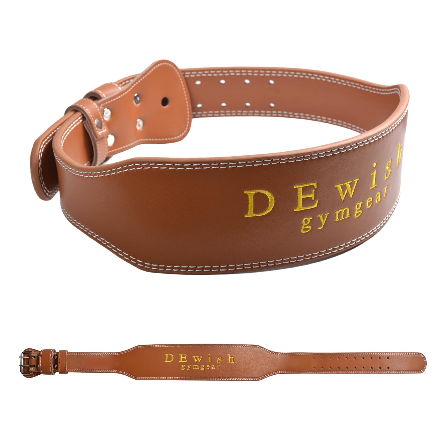 10 Adjustable Holes Leather Weightlifting Belt, 4”& 6”Width, Double Prong Power Belt for Gym Bodybuilding, weightlifting, powerlifting, squats and deadlifts