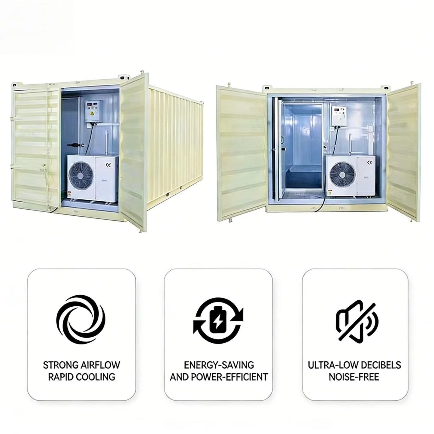 Insulated Mobile Container Cold Room, Multi-temperature Zones from -25°C to 10°C, Heavy-Duty Portable Refrigerated Container for Raw Material and Food Storage in Processing Plants