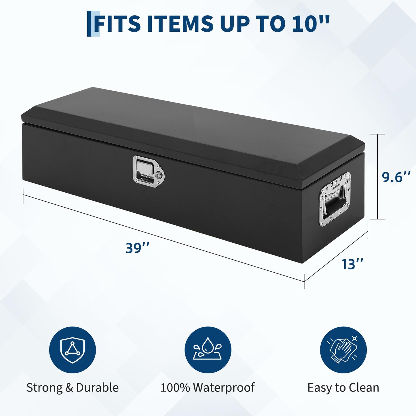 39'' Heavy Duty Steel Truck Bed Tool Box | Extra Large Tool Chest with Double Locking System & Gas Lift Struts | All-Weather, Anti-Theft Storage for Full-Size Pickup Trucks, Trailers & RVs