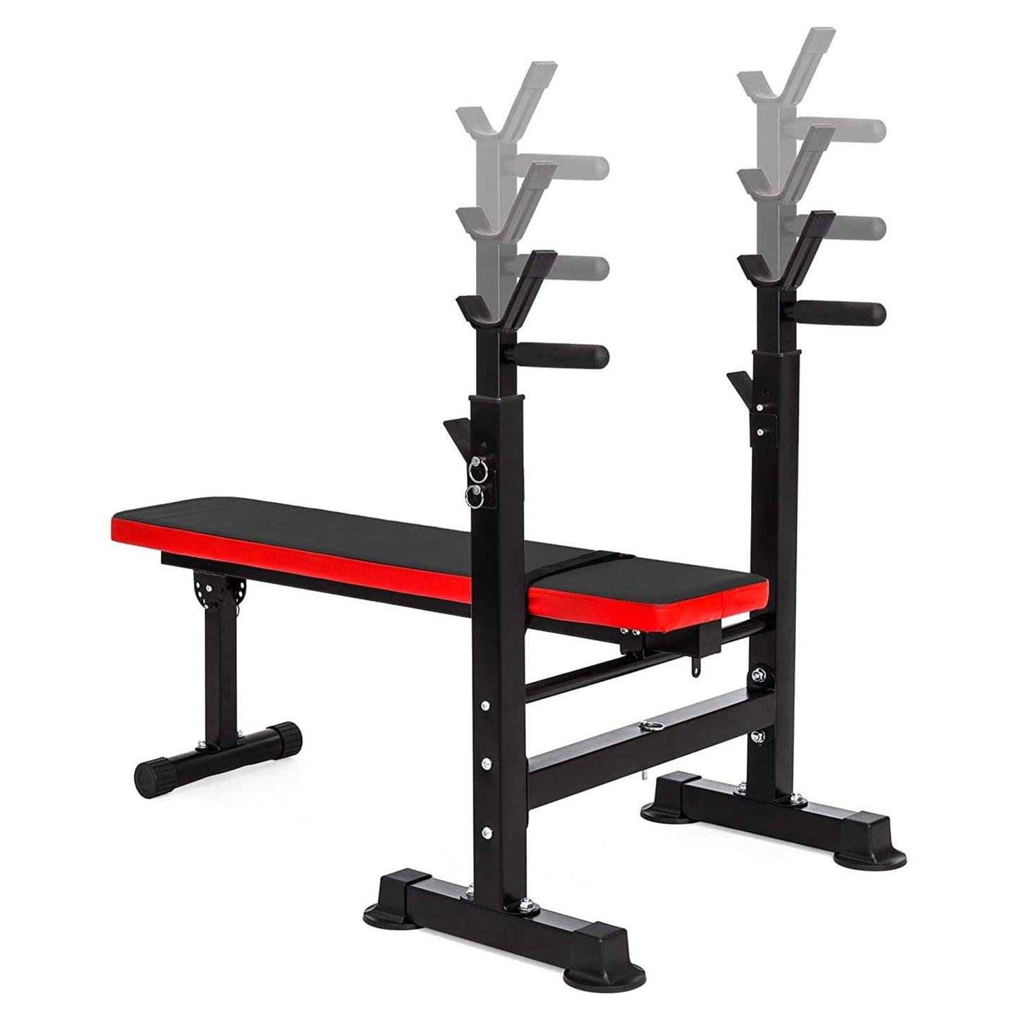BalanceFrom Steel Weight Bench with Squat Rack, Adjustable Seat, and Recliner – Foldable Home Gym Equipment with 6-Position Barbell Holder and Leg Developer, 400 Pound User Capacity