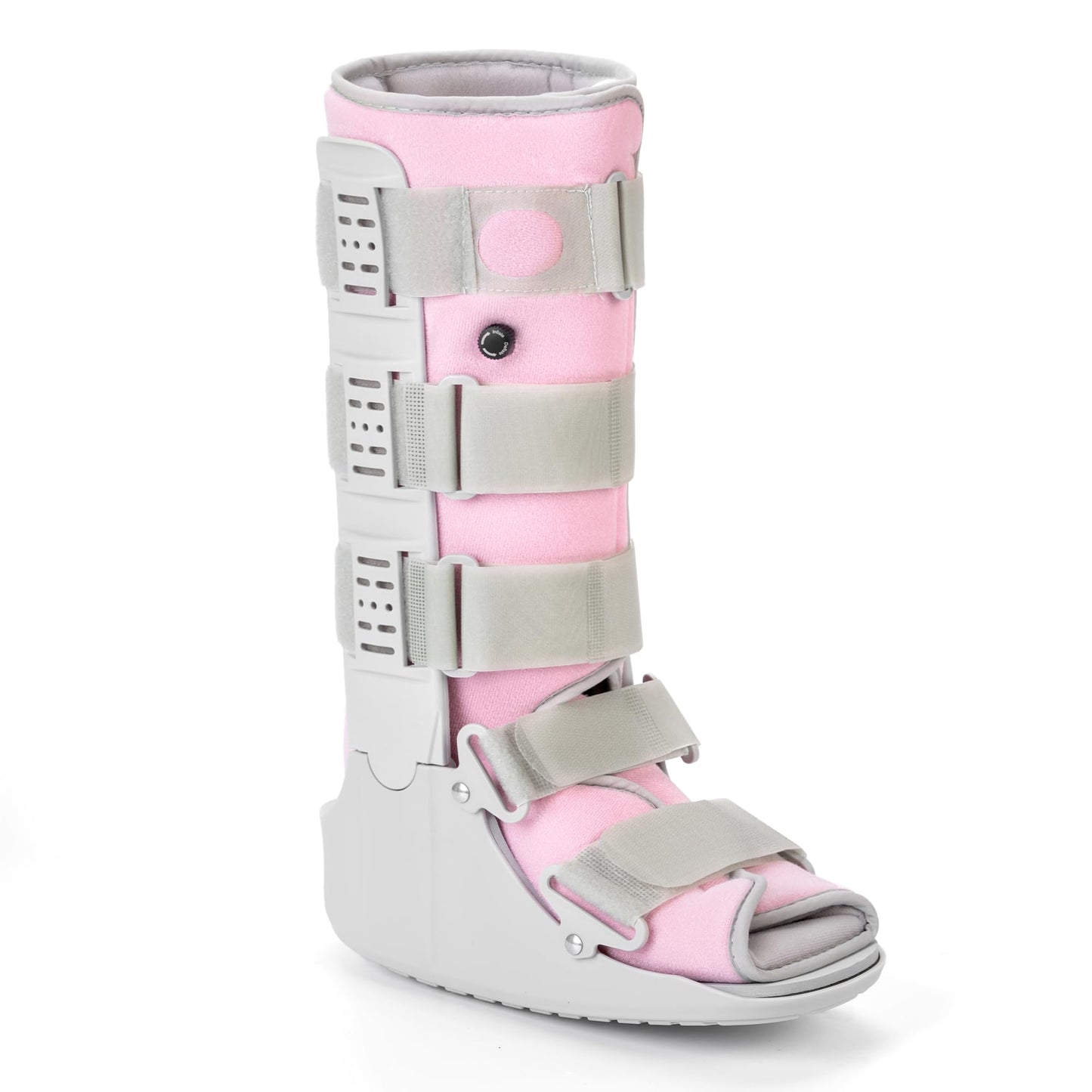 Jewlri Tall Walking Boot for Broken Foot, Air Cam Walker Boot for Foot Injury, Sprained Ankle, Fracture Recovery, Grey Shell with Light Pink Lining Women Medium