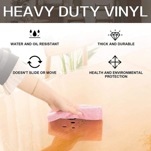 Leffora 56 Inch Clear Round Table Cover Protector, 2.0mm Thick Plastic Desk Protector Mat, Round Waterproof PVC Desk Cover, Vinyl Placemats for Circle Desktop, Coffee Table, Dining Room Table