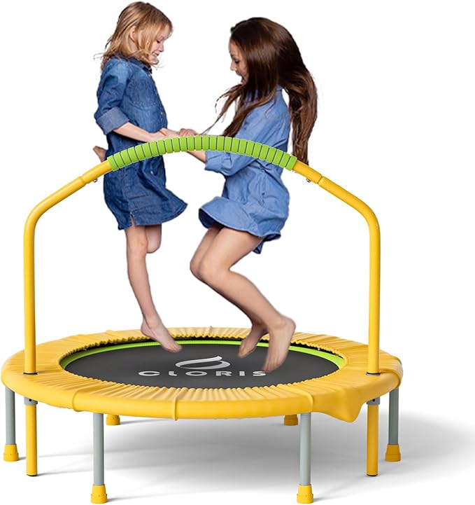 CLORIS 38in/48in Folding Trampoline - Max Load 220lbs / 450lbs Trampoline Rebounder Trampoline for Adults with Adjustable Foam Handle, with safty Padded Cover Best Gift